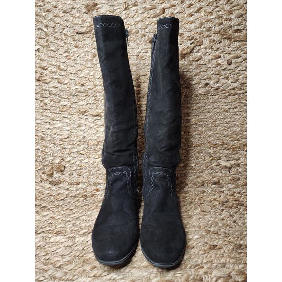 Gloria Vanderbilt Beatrice Knee High Black Microsuede Tall Boots Size 6 M - Picture 3 of 11